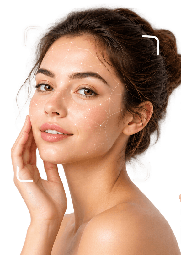 Woman receiving AI-powered skin analysis